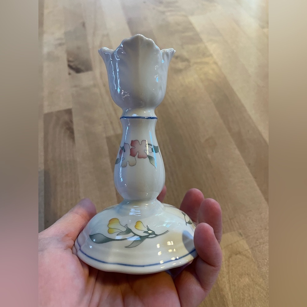 Villeroy & Boch Candlestick Riveria Collection 5” Pink Yellow Tulip Shaped White - Picture 9 of 16